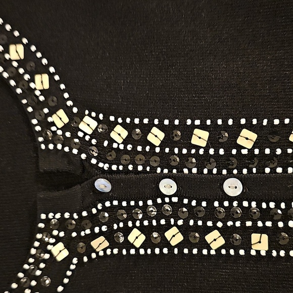 Vintage Coldwater Creek Black Long Sleeve Sweater W Beaded Bodice 1X - Picture 11 of 13